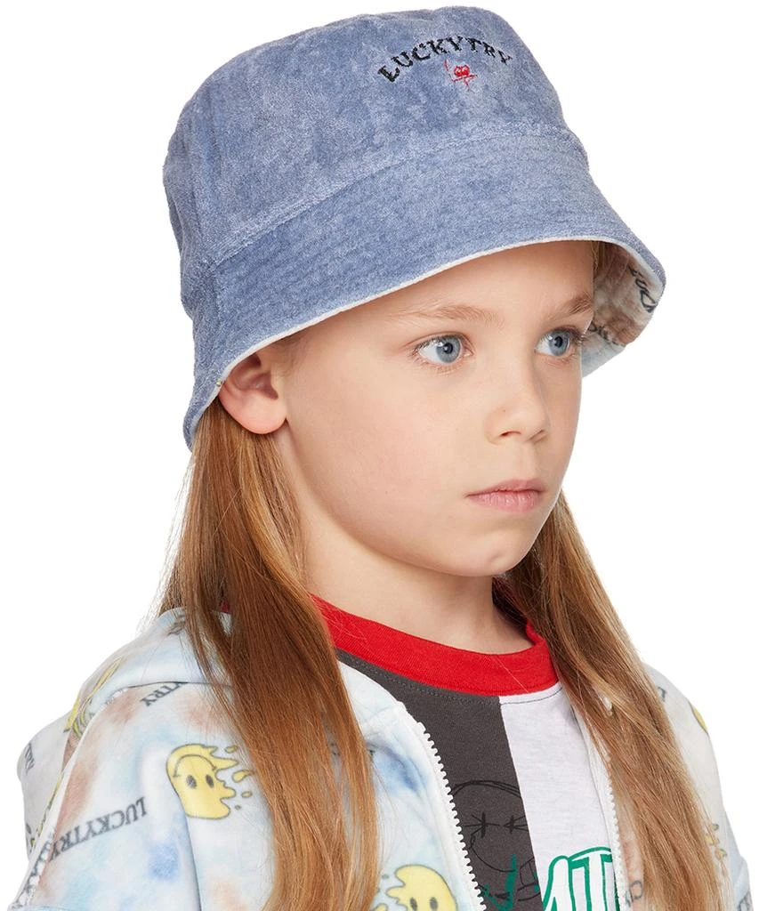 Luckytry Kids Blue Reversible Smiley Beloa Reversible Bucket Hat 4