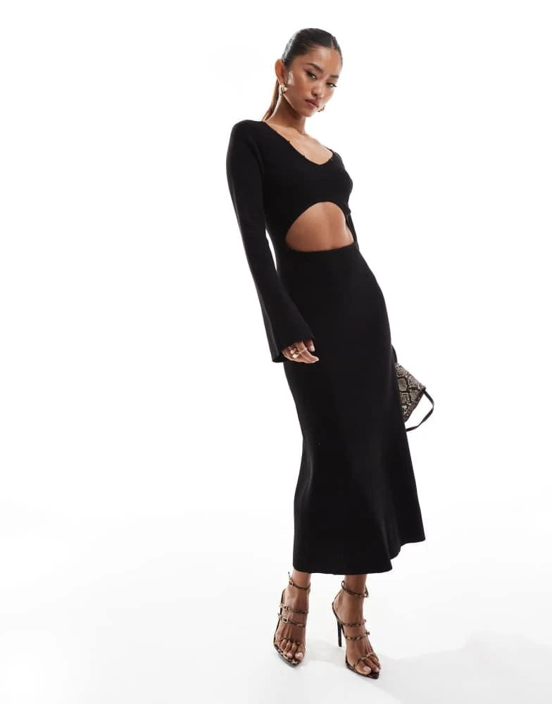 Pretty Lavish Pretty Lavish cut-out knit maxi dress in black 1