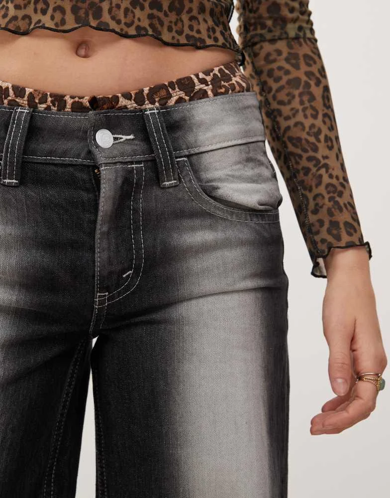 Cheap Monday Cheap Monday Poser mid rise wide leg skater jeans with extreme spray in washed black 5