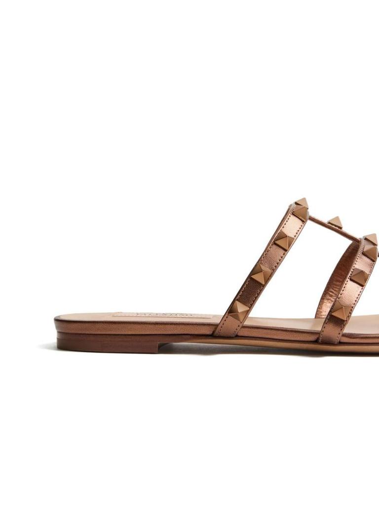 Valentino Valentino Garavani Rockstu Leather Flat Sandals