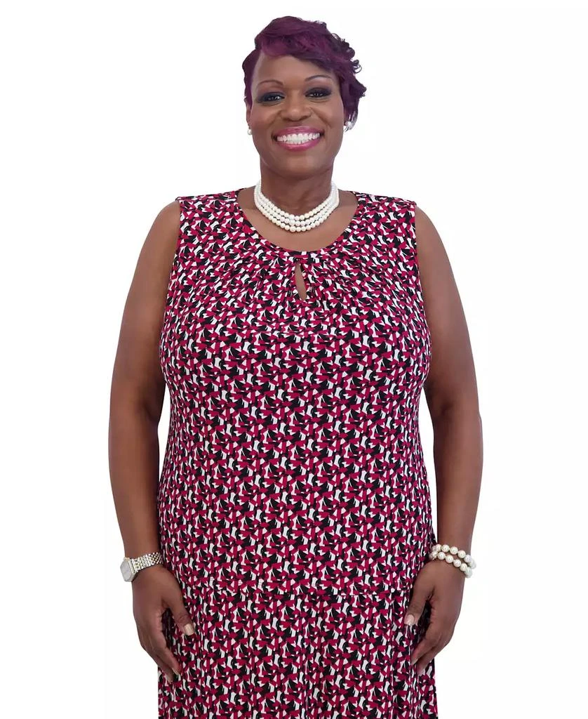 Kasper Women's Printed Sleeveless Keyhole Top 1