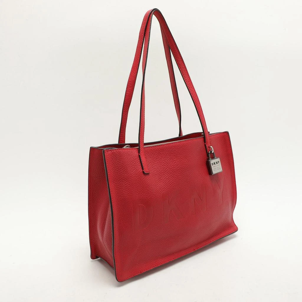 DKNY Dkny Red Leather Logo Embossed Tote 2