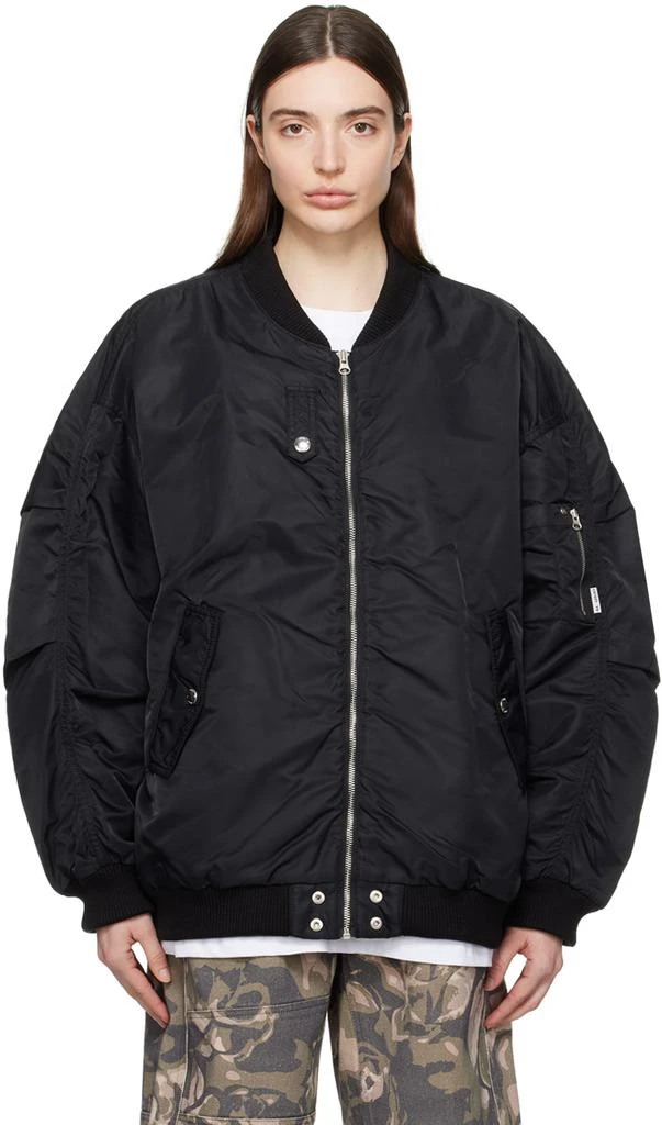 OPEN YY Black Oversized Bomber Jacket 1