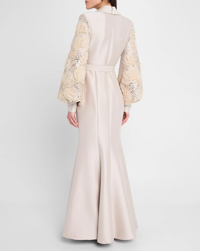 slim fit dress slacks Square Neck Floral Appliqué A-Line Gown by Badgley Mischka main image 1