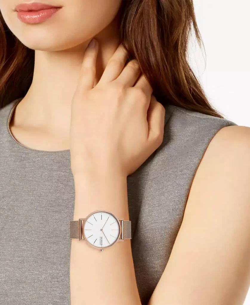 Skagen Women's Signatur Rose Gold-Tone Stainless Steel Mesh Bracelet Watch 38mm 3