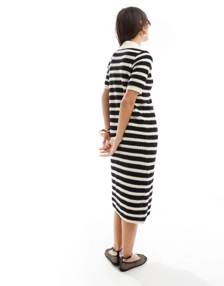 Y.A.S. YAS crochet midi dress in black stripe - MULTI 4