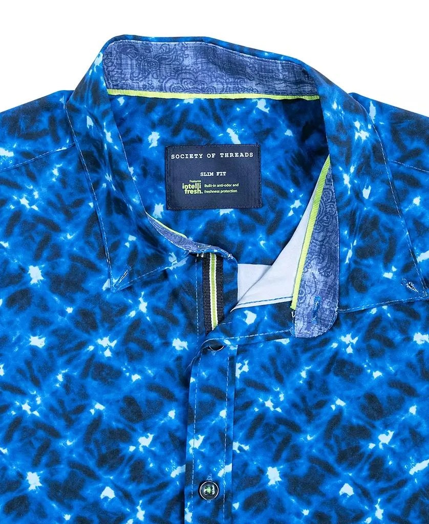 Society of Threads Men's Slim-Fit Performance Stretch Abstract Starburst Short-Sleeve Button-Down Shirt 4