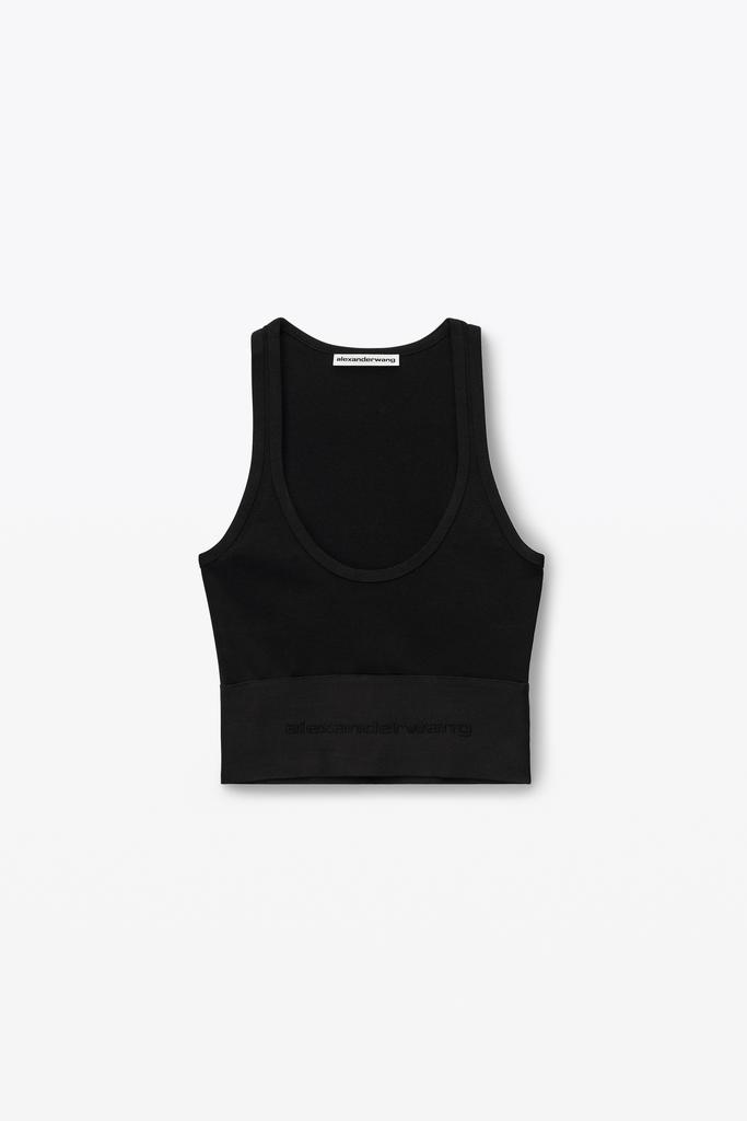 Alexander Wang LOGO ELASTIC SCOOPNECK BRA TOP