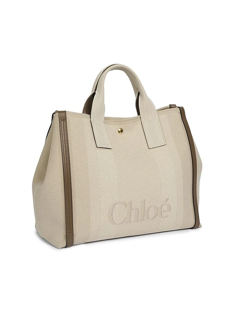 Chloé Medium Logo Canvas & Leather Tote Bag 4