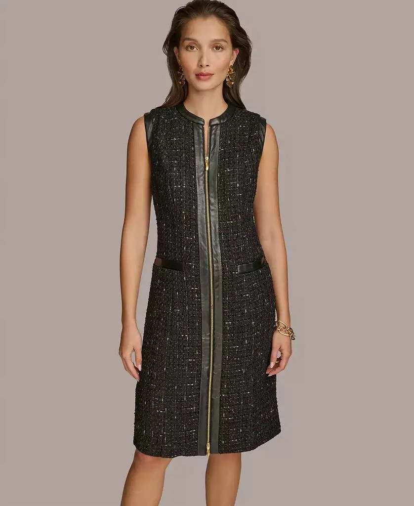 Donna Karan Women's Faux Leather-Trim Sheath Dress 7