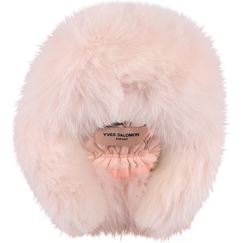 Yves Salomon Fox fur detailing trapper hat in pink