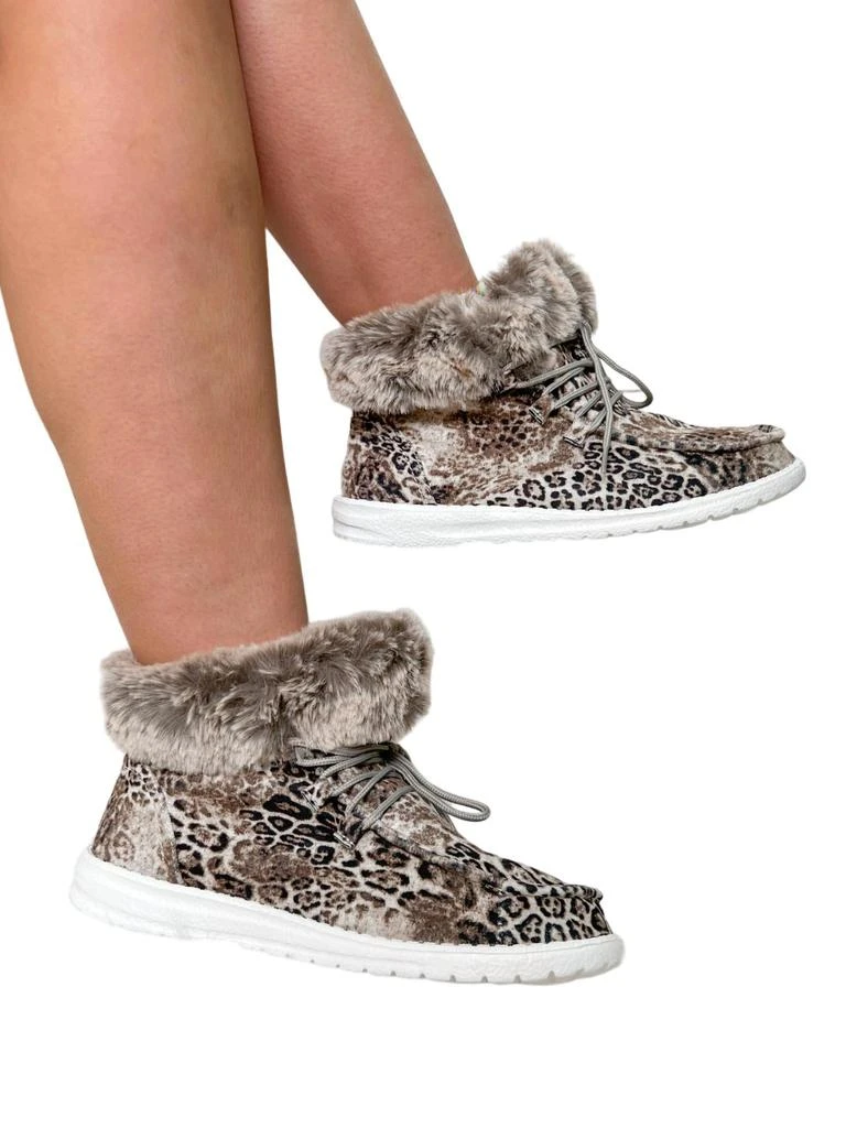 Gypsy Jazz Women's Fancy Leopard Faux Fur Lined High Top Shoes In Black/white 4
