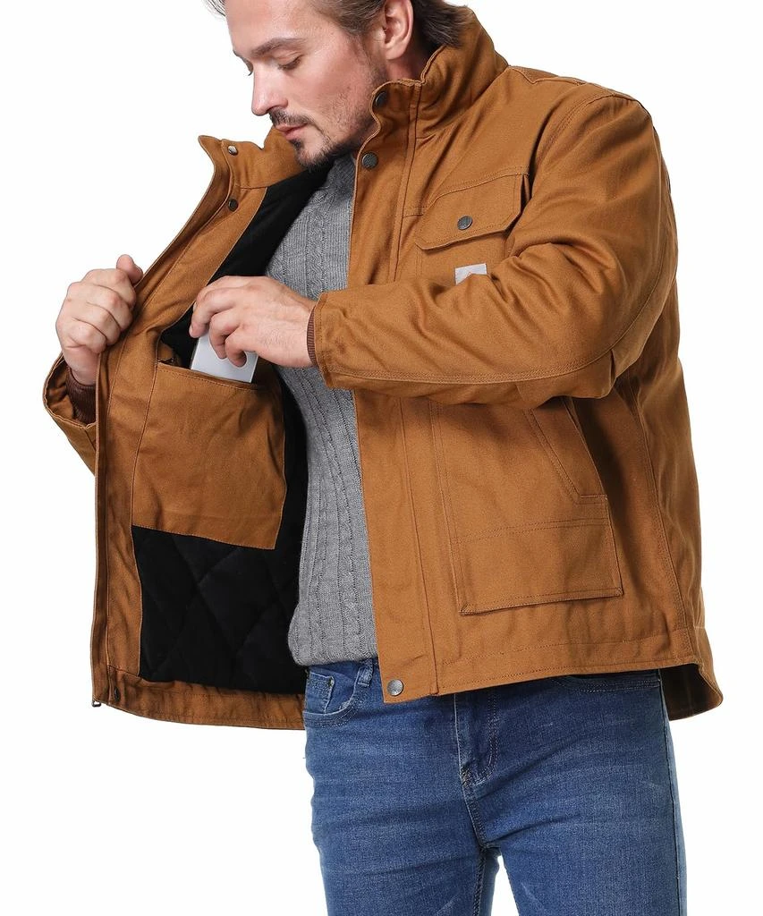 TUAOVA Men
s Quilted Flannel Lined Work Coat Long-Lasting Loose Casual Jacket Waterproof Workwear 4