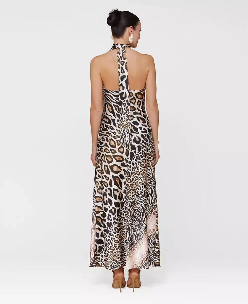 Avec Les Filles Women's Printed Halter Scarf-Tie Maxi Dress 4