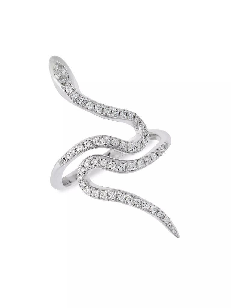 Ileana Makri Snake 18K White Gold & Diamond Curled Snake Ring