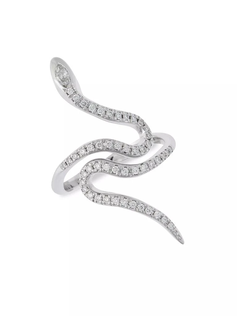 Ileana Makri Snake 18K White Gold &amp; Diamond Curled Snake Ring 2