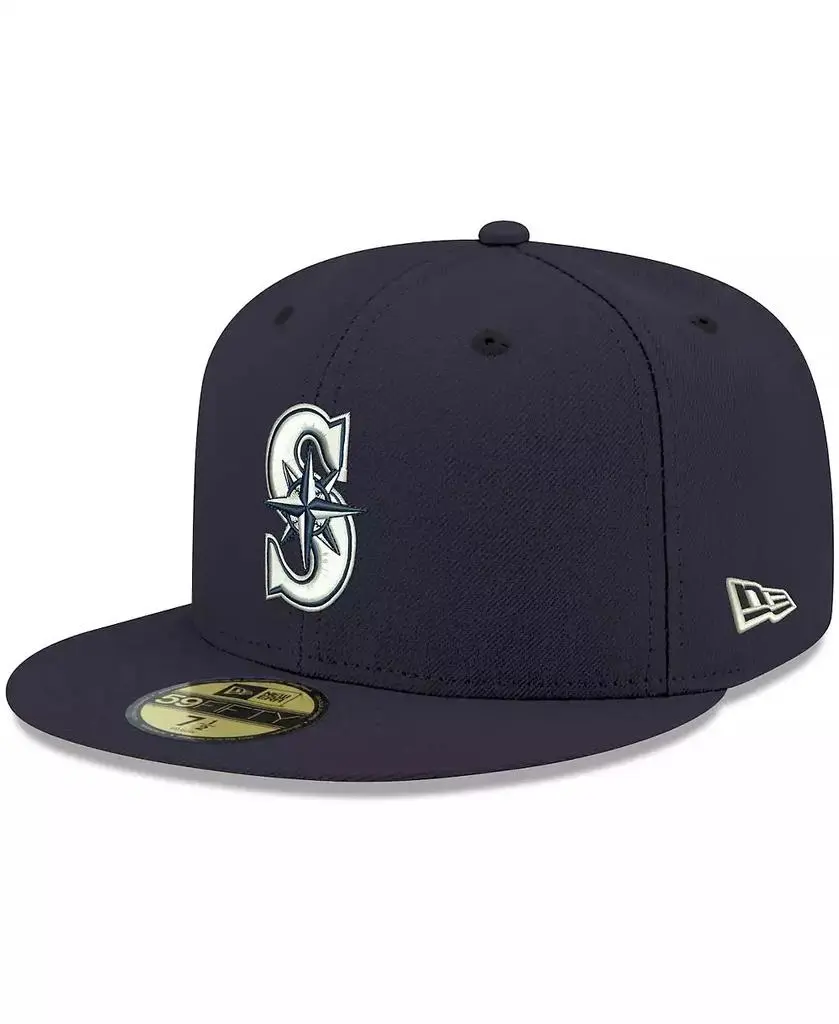 New Era Men's Navy Seattle Mariners Logo White 59FIFTY Fitted Hat