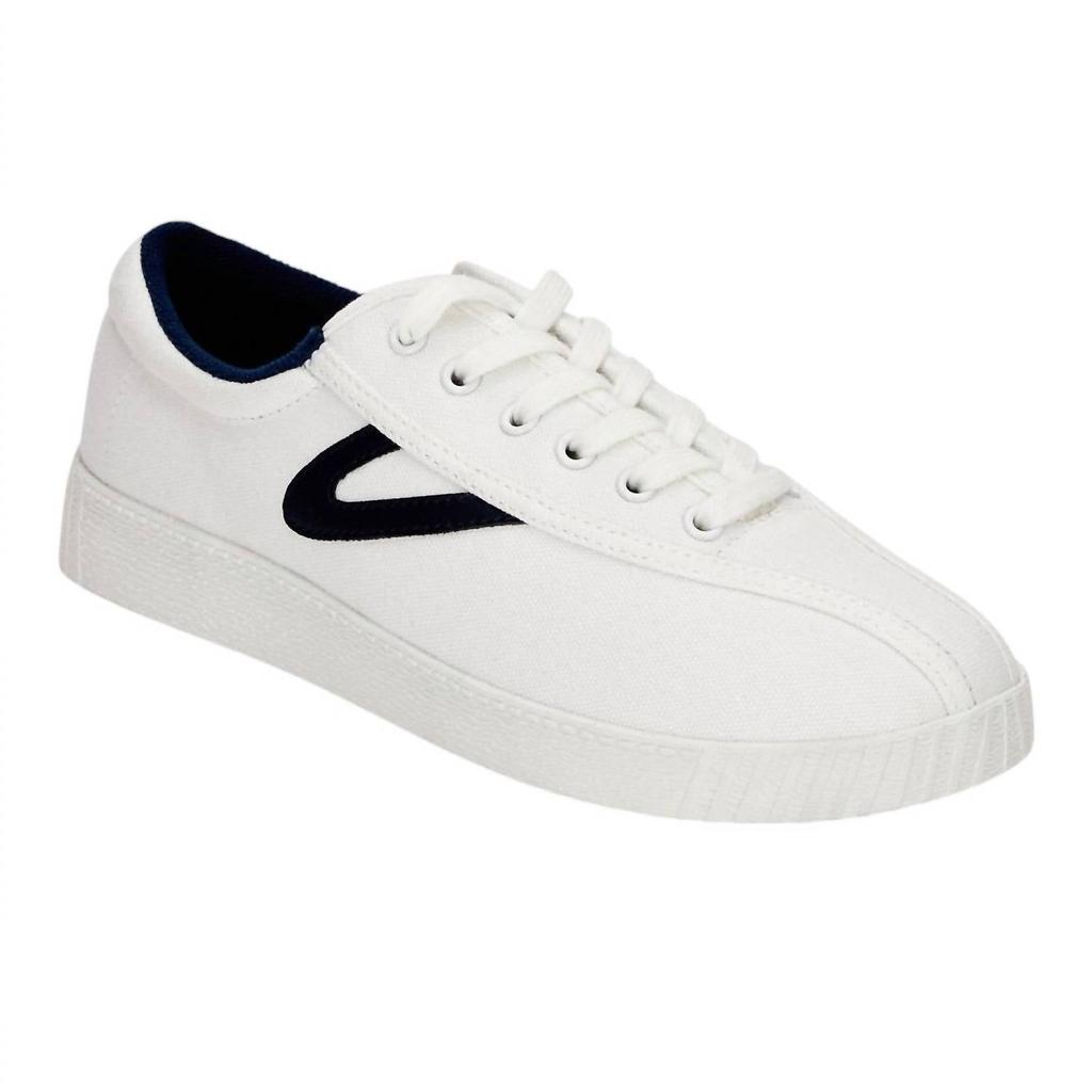 Tretorn Women's Nylite Canvas Sneaker In White/navy