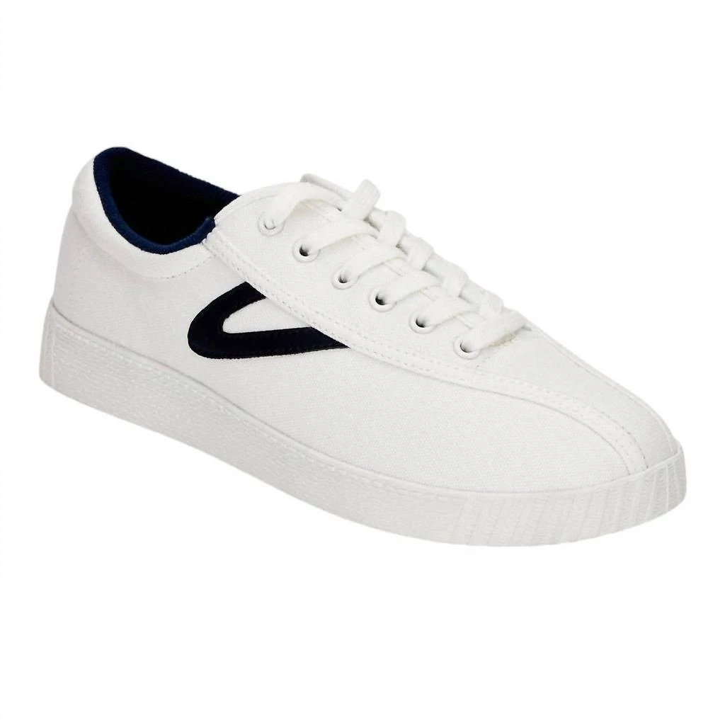 Tretorn Women's Nylite Canvas Sneaker In White/navy 2
