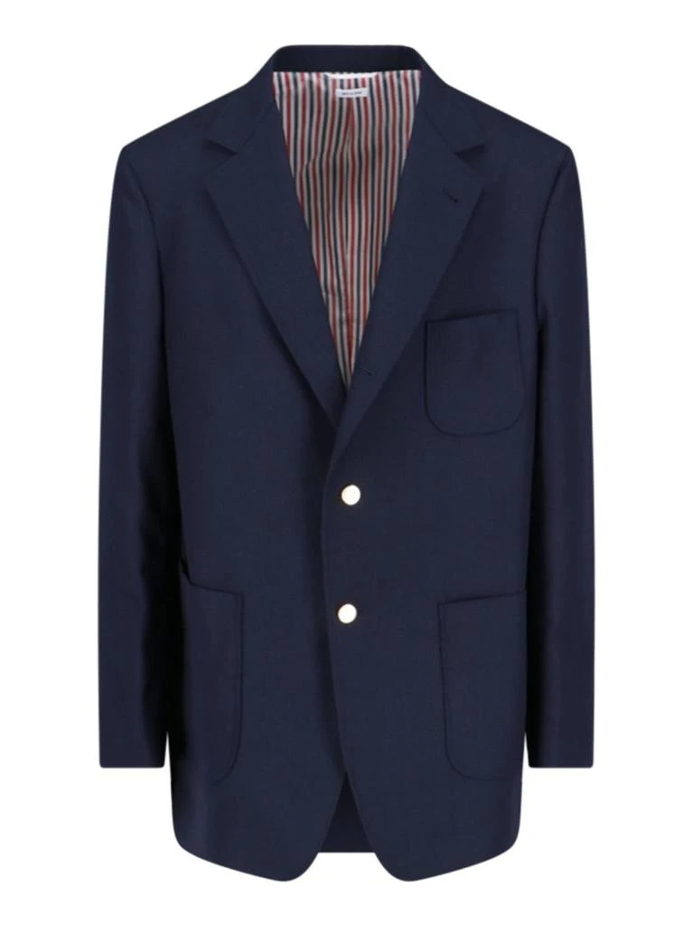 Thom Browne Blue Virgin Single-Breasted Blazer – Blue