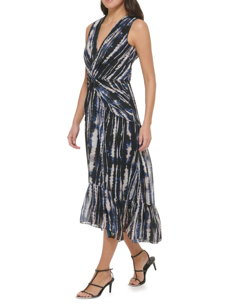 white christmas dresses DKNY Women's Chiffon Balloon Sleeve V-Neck Midi Party Dress Color Rais   DDT Boutique