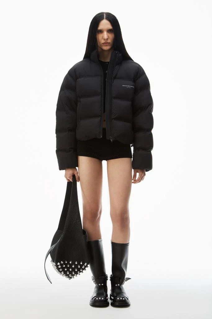 Alexander Wang cropped puffer coat with reflective logo 1