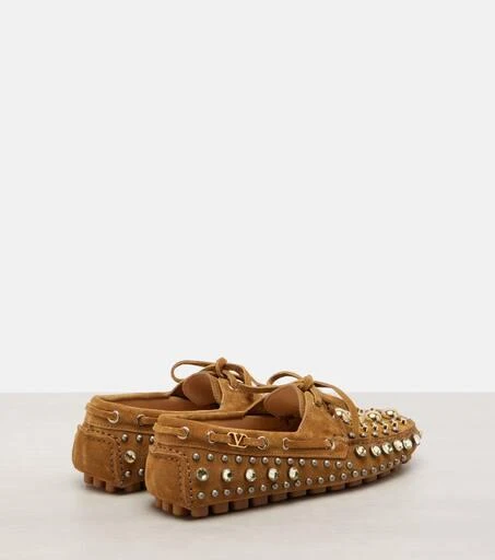 Valentino Fastaway embellished suede driving shoes 2
