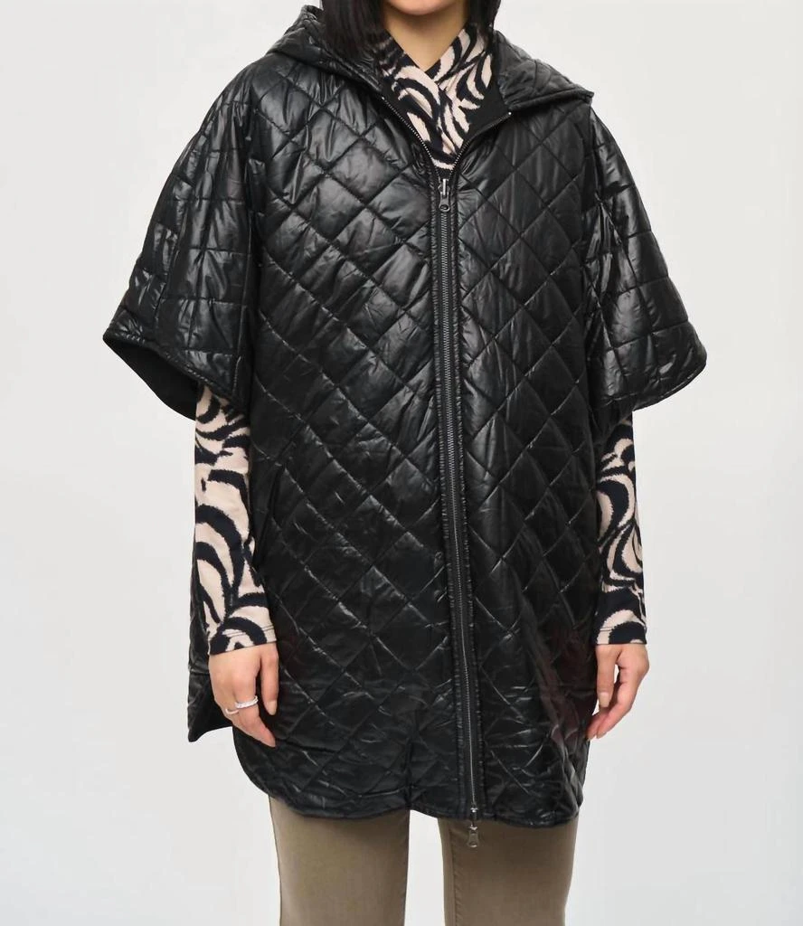 JOSEPH RIBKOFF Joseph Ribkoff - Reversible Quilted Hooded Cape 1