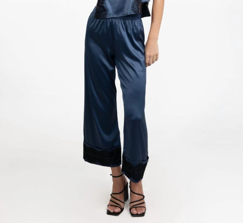 Entos Luxury Satin Pants Honore In Navy Blue