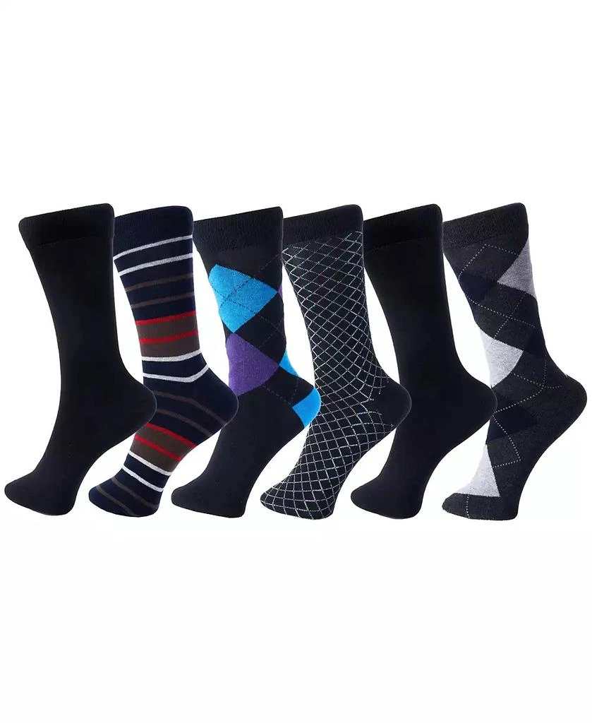 Alpine Swiss Men
s Dress Socks 6 Pair Crew Sock Cotton Dress Socks for Men Solid Ribbed Argyle Pattern Multicolor Fun Designs