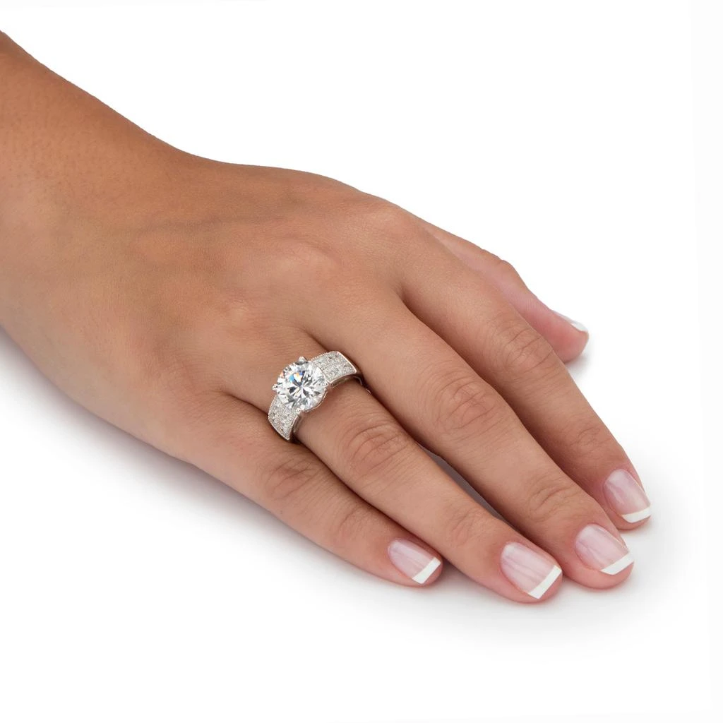 Palm Beach Jewelry 4.40 TCW Round Cubic Zirconia Platinum-plated Silver Bridal Engagement Ring 3