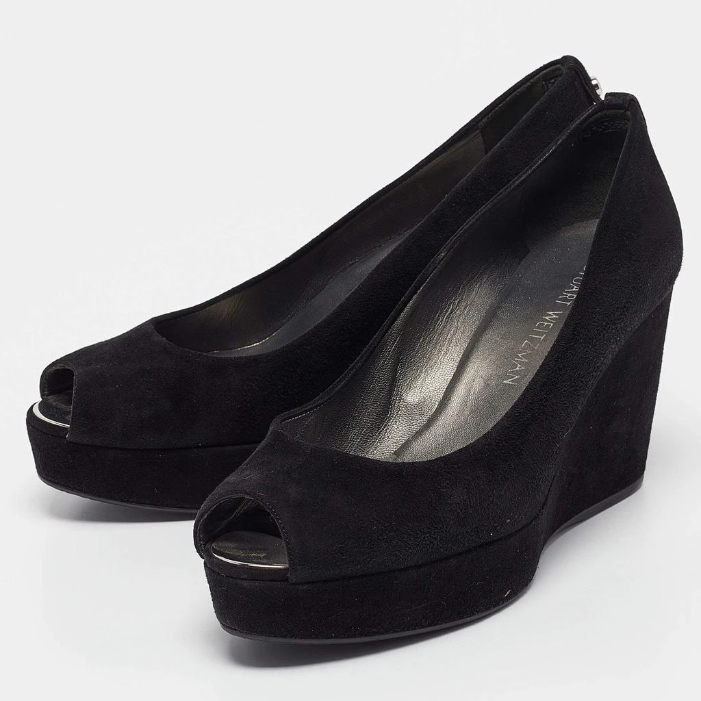 Stuart Weitzman Stuart Weitzman Black Suede Peep Toe Wedge Pumps Size 39 2