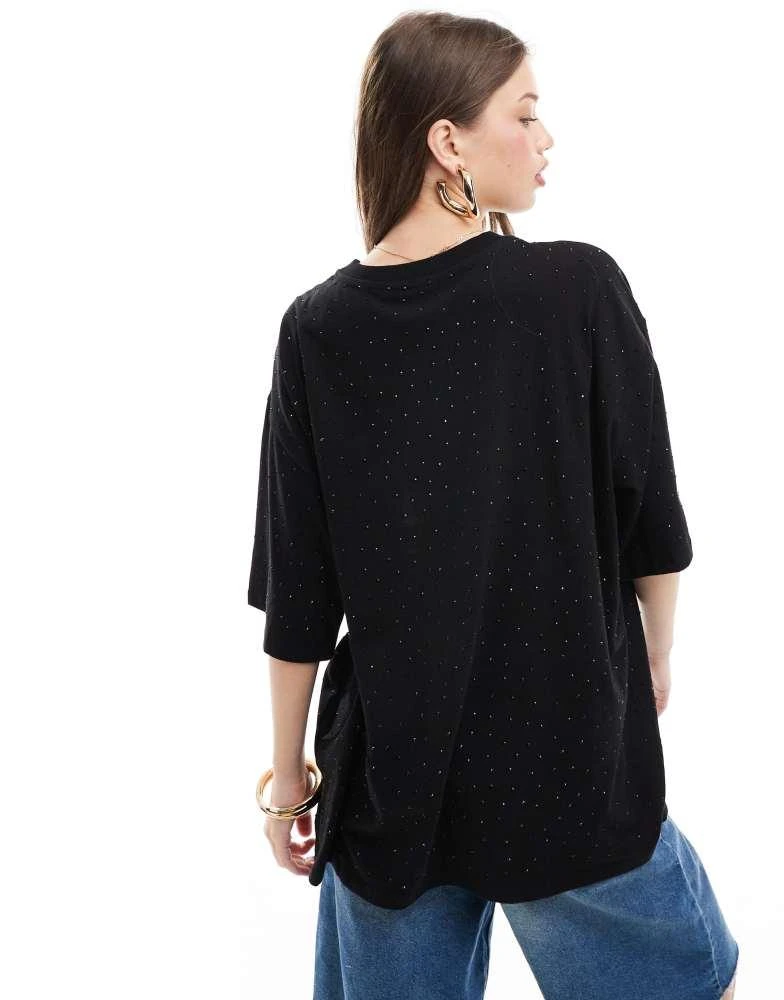 ASOS ASOS DESIGN studded oversized t-shirt in washed black 4