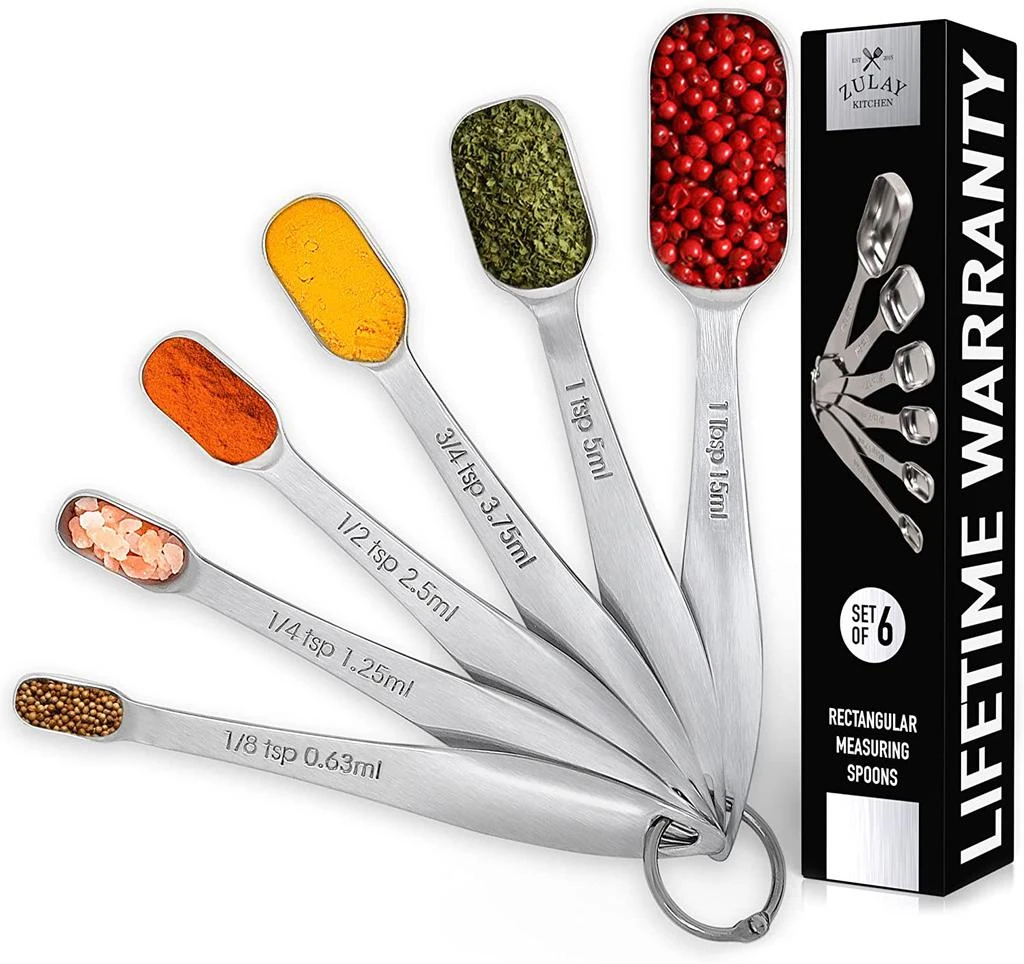 Zulay Kitchen Heavy Duty Stainless Steel Measuring Spoons with Engraved Markings and Removable Lock 1