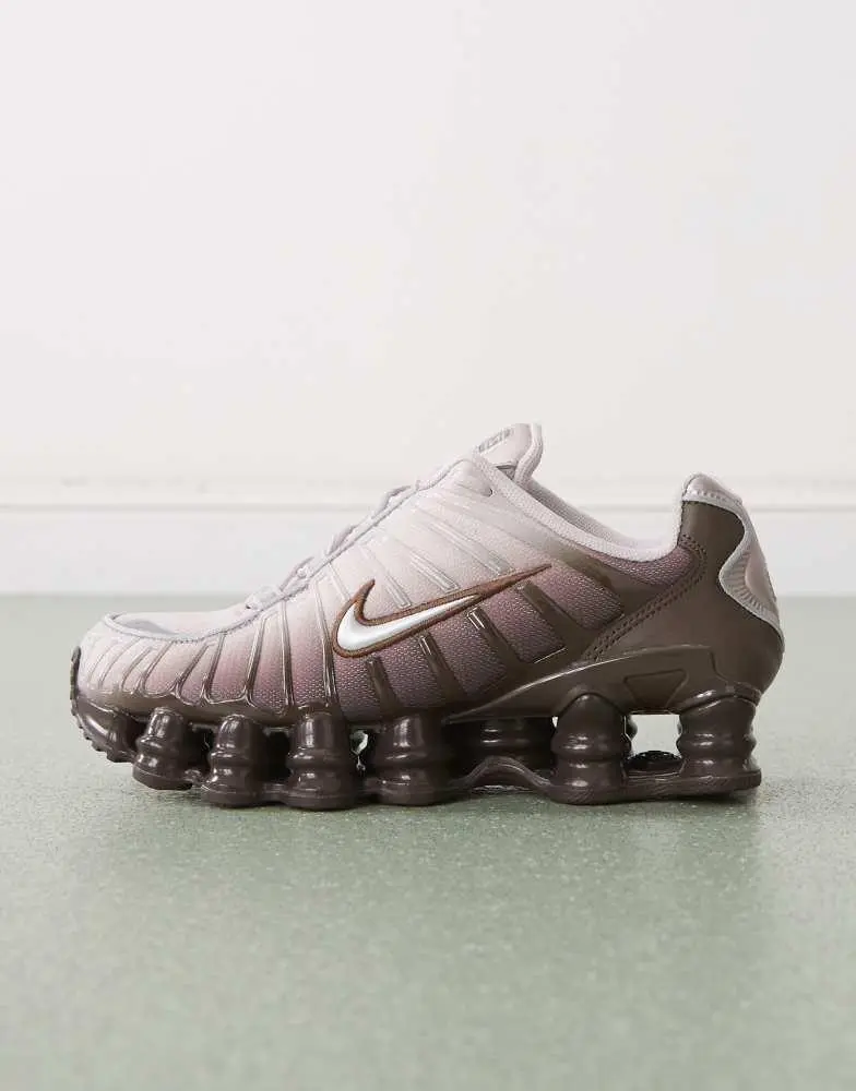 Shop Nike Shox TL unisex trainers in brown and silver on  display picture 2