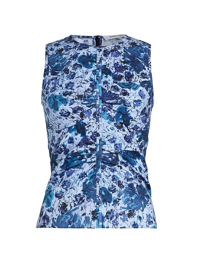 PRABAL GURUNG Floral Cotton-Blend Ruched Top