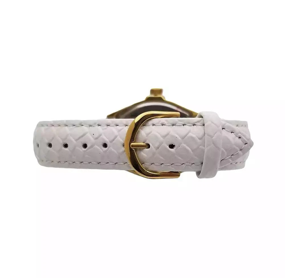 Peugeot Women's 36mm White Watch Barrel Shaped Tank Case Leather Strap 2