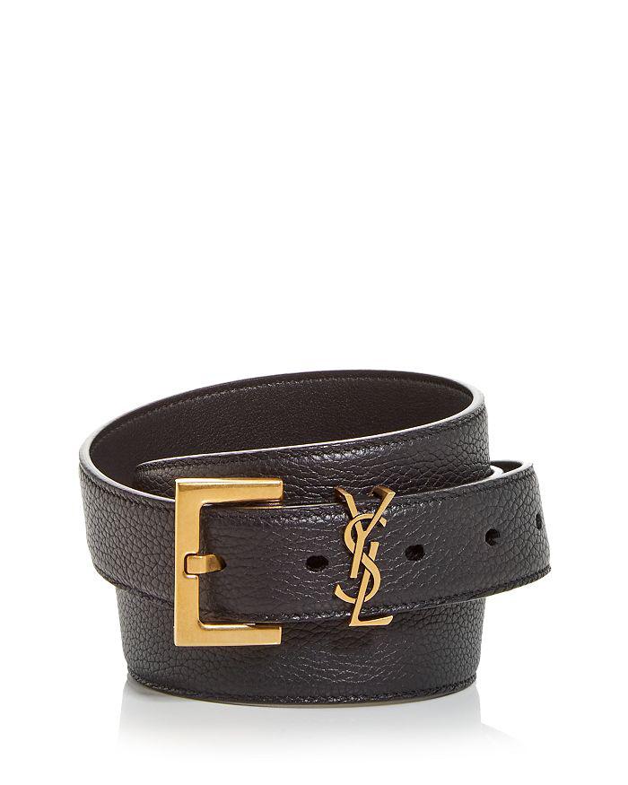 【Saint Laurent】dark brown chocolate calf leather bracelet Yves Saint Laurent Dark Brown Chocolate Calf Leather