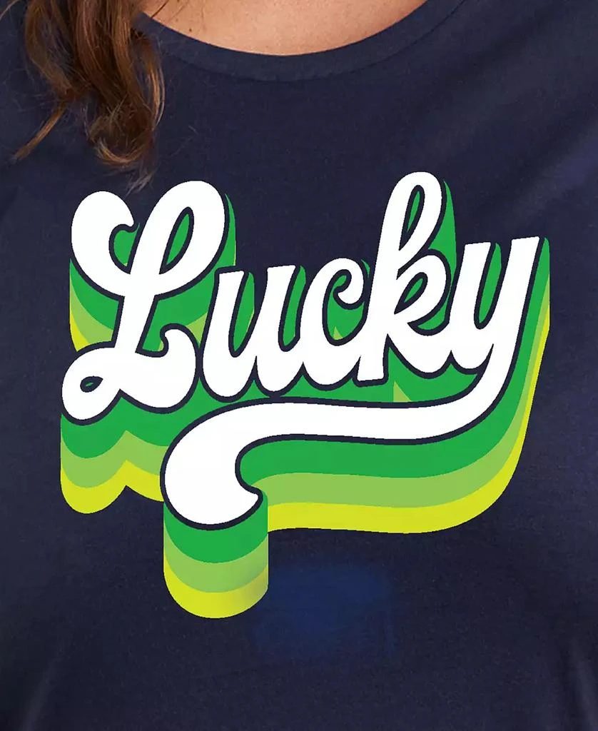 Hybrid Apparel Plus Size Trendy Retro Lucky Graphic Crew Neck T-Shirt 3