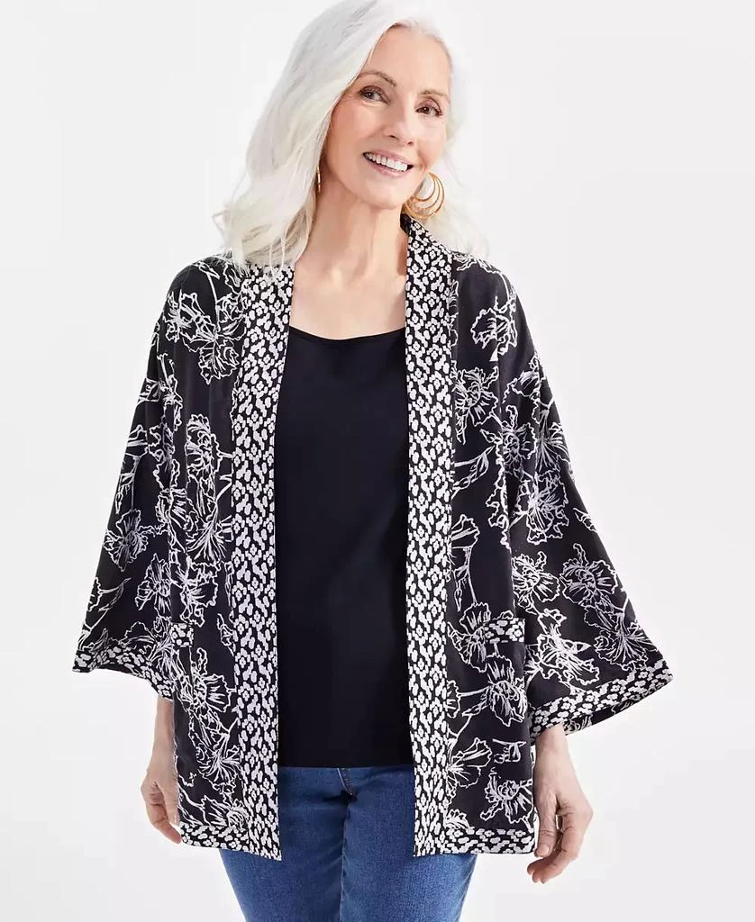 Style & Co Petite Linen-Blend Reversible Kimono, Created for Macy's 1