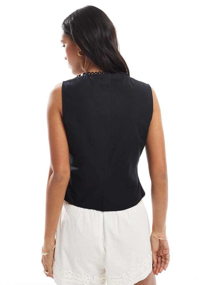 ASOS ASOS DESIGN tie front co-ord waistcoat in black 2