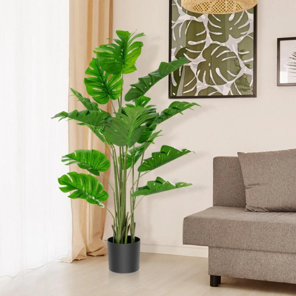Hivvago 5 Feet Artificial Tree Faux Monstera Deliciosa Plant for Home Indoor and Outdoor 2