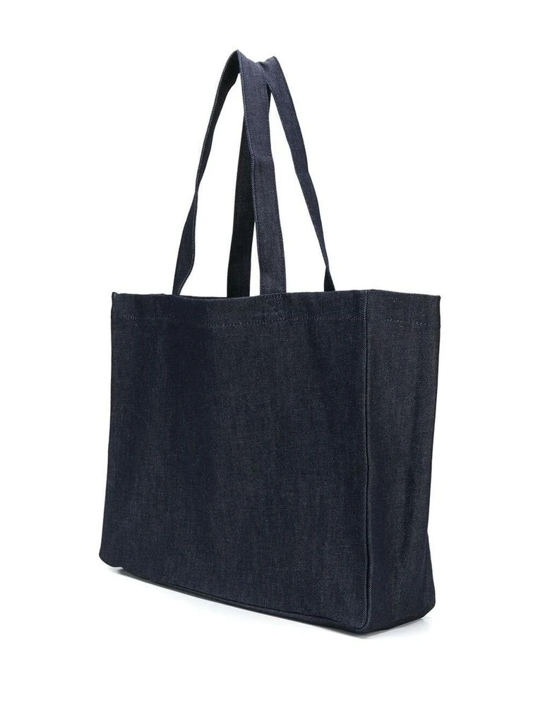 A.P.C. 'Daniela' Blue Tote Bag With Logo Lettering Print On The Front In Denim Woman 2