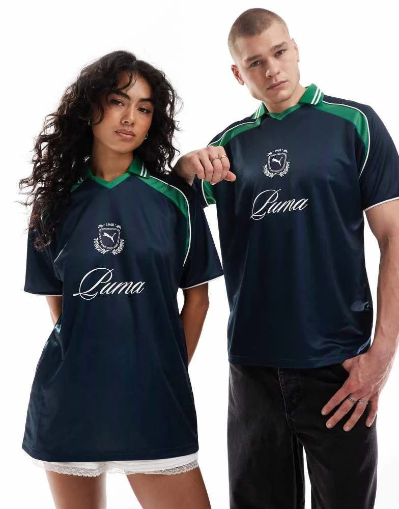 Puma Puma Archive print Football jersey in navy & green - exclusive to ASOS 1