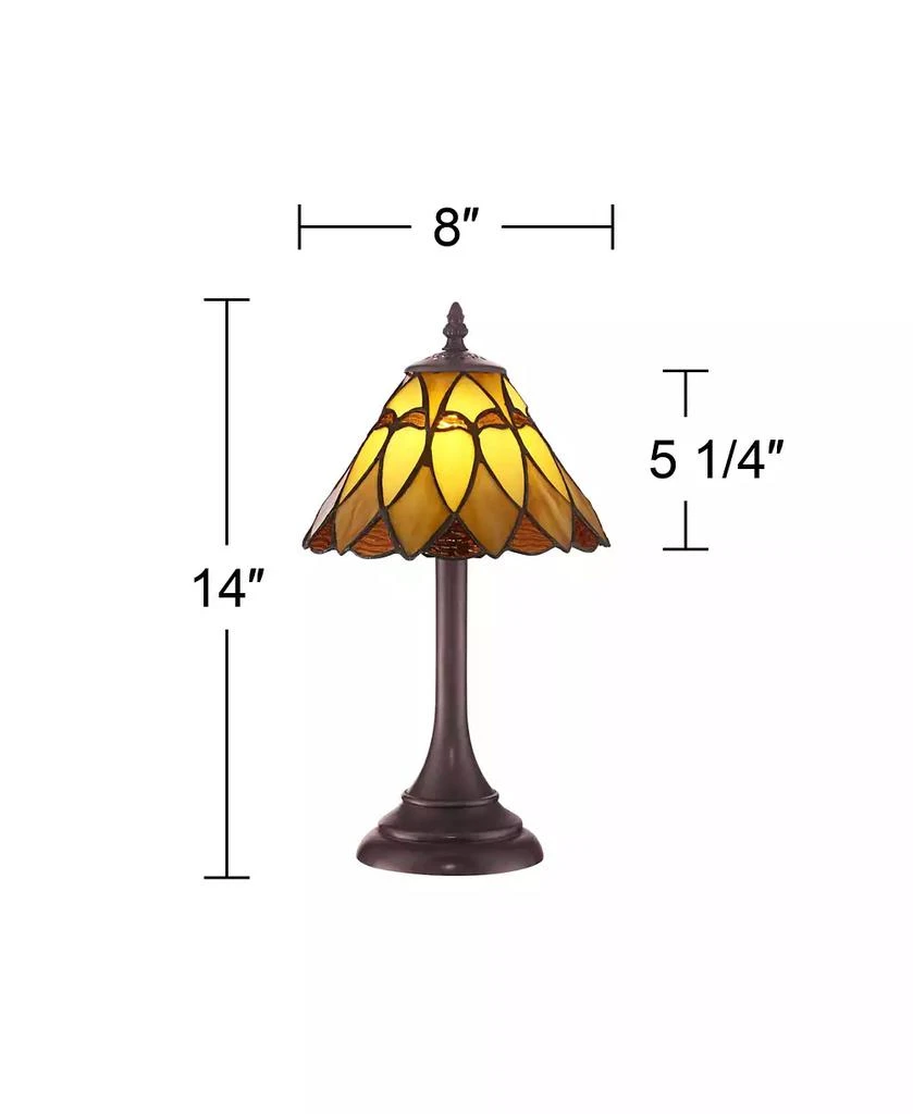 Robert Louis Tiffany Austin Mission Accent Table Lamp 14" High LED Warm Brown Amber Art Glass Shade for Bedroom Bedside Nightstand Office House Home 2