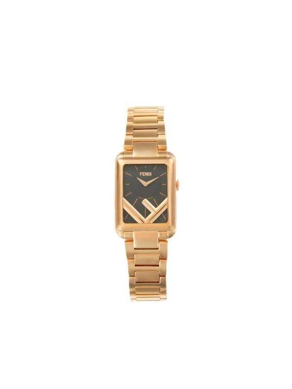 Fendi 32MM Run Away Stainless Steel Ion-Plated Rose Gold Rectangle Quartz Watch 1