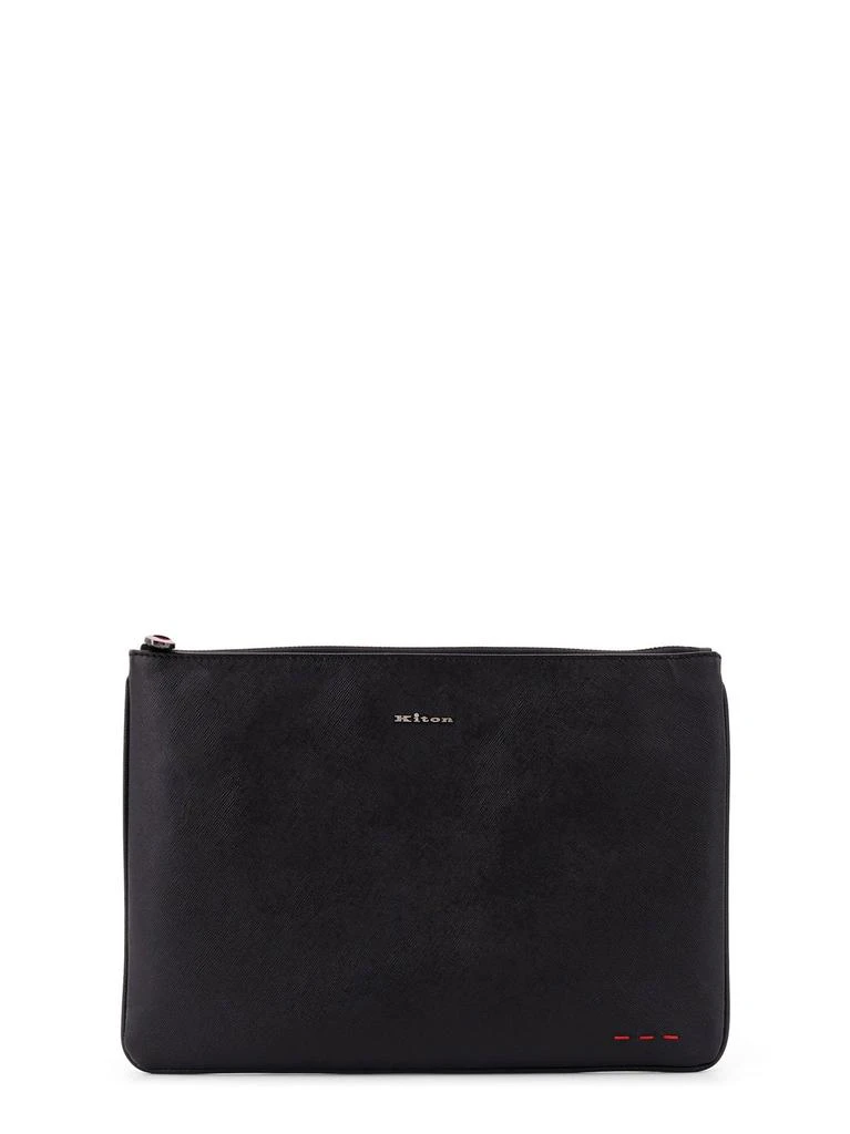Kiton Kiton Logo Plaque Zipped Clutch Bag 1