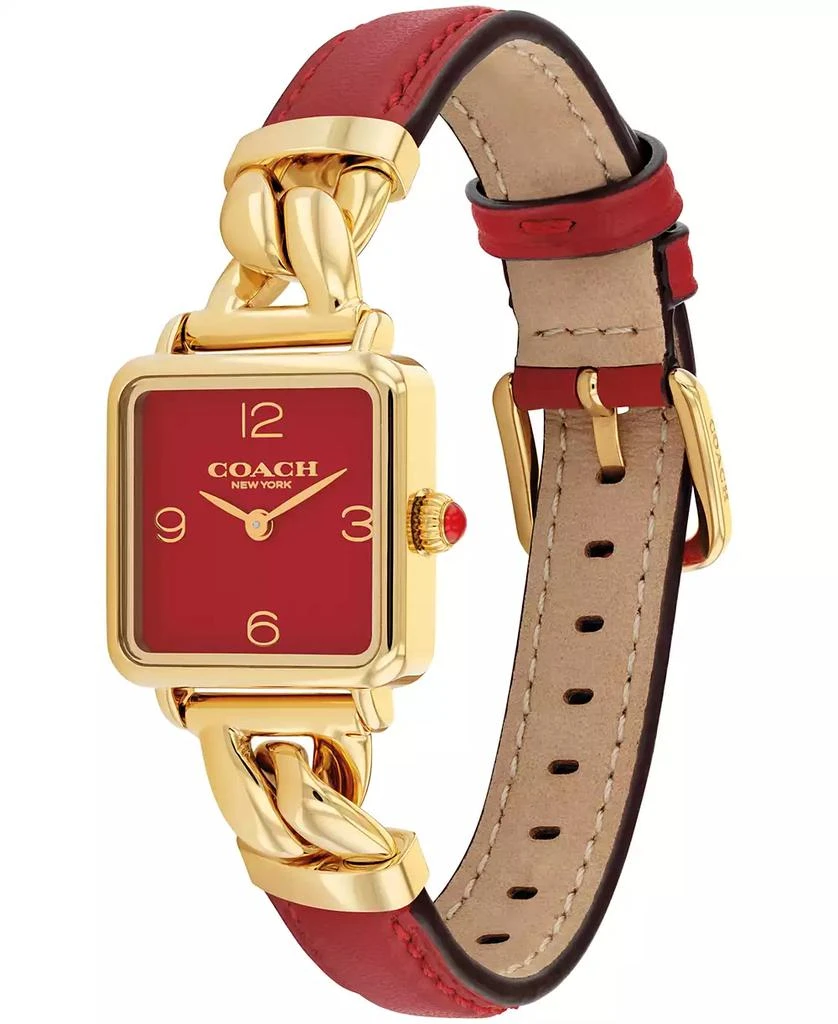 Coach Women's Cass Gold-Tone Stainless Steel and Red Leather Strap Watch, 22mm 2