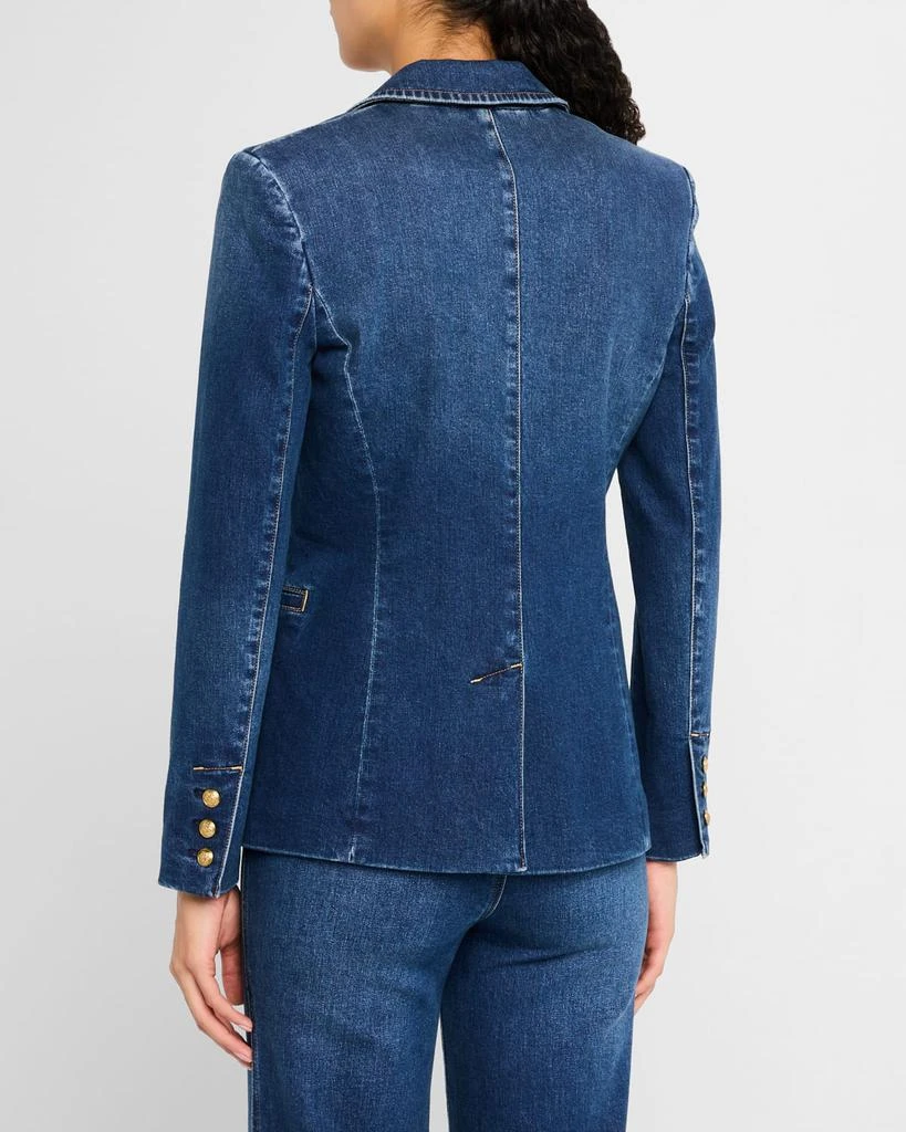 Alice + Olivia Macey Denim Notch-Collar Fitted Blazer 3