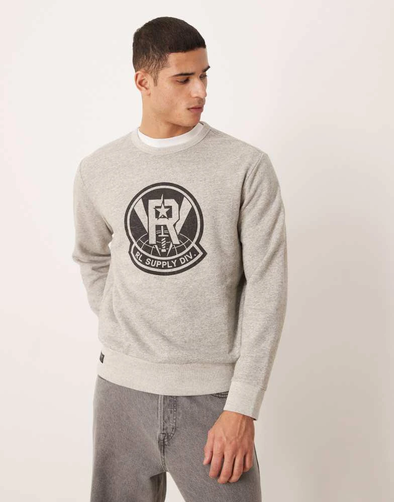 Ralph Lauren Polo Ralph Lauren large sport logo print fleece sweatshirt classic oversized fit in grey marl